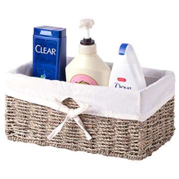 Vintiquewise Seagrass Shelf Basket for Stylish Storage Solutions