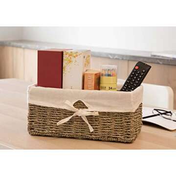 Vintiquewise Seagrass Shelf Basket for Stylish Storage Solutions