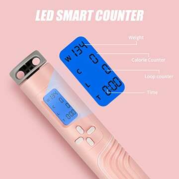 ESNESEMOH Skipping Rope,Ropeless Jumping Rope with Weight Ball,Adjustable Rope Length Jump Rope Coun...