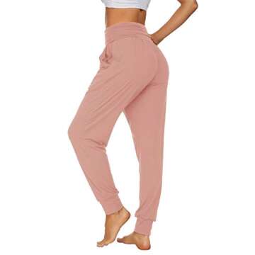 UEU Women's High Waisted Ankle Joggers Super Soft Loose Fitting Athletic Fitness Sweatpants Workout ...