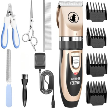 Ceenwes Rechargeable Pet Grooming Clippers - Low Noise, Cordless, Professional Kit