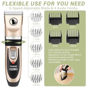 Ceenwes Low Noise Pet Grooming Clippers for Dogs & Cats