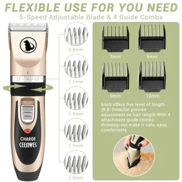 Ceenwes Low Noise Pet Grooming Clippers for Dogs & Cats