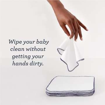 Esembly Wipe Ups, Organic Cotton Reusable Baby Wipes, Soft and Sturdy Washable Cloth Diaper Wipe, One Size, 2 x 12-pk (24 wipes)