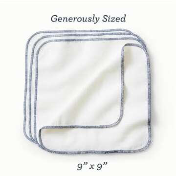 Esembly Wipe Ups, Organic Cotton Reusable Baby Wipes, Soft and Sturdy Washable Cloth Diaper Wipe, One Size, 2 x 12-pk (24 wipes)