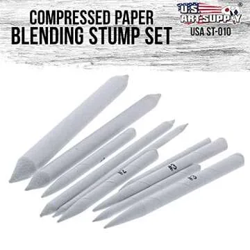 US Art Supply 10 Piece Blending Stump and Tortillion Set for Artists