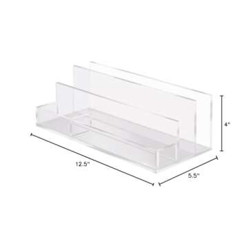 RUSSELL+HAZEL Acrylic Collator and Valet, Clear, 12.5” x 5.5” x 4”, 2 Filing Slots, 2 Trays, (31382)