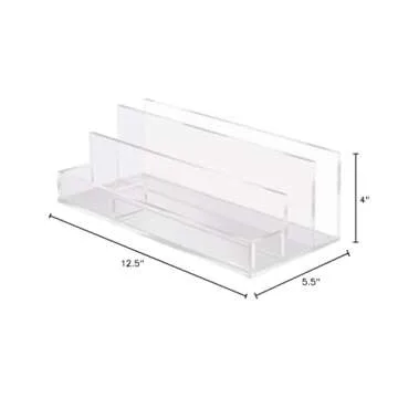 RUSSELL+HAZEL Acrylic Collator and Valet, Clear, 12.5” x 5.5” x 4”, 2 Filing Slots, 2 Trays, (31382)