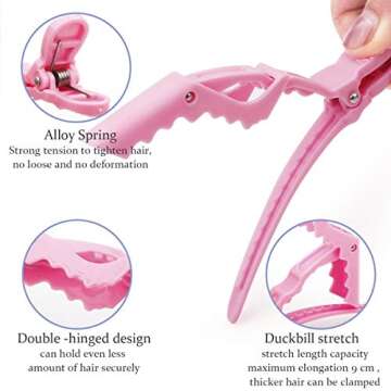 GLAMFIELDS 12 pcs Alligator Hair Clips for Styling Sectioning, Non-slip Grip Clips for Hair Cutting, Durable Women Professional Plastic Salon Hairclip with Wide Teeth & Double-Hinged Design