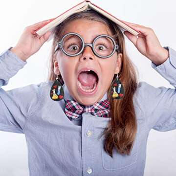 School Earrings, Cute Leather Lightweight Creative I Love Math Teardrop Pencil Dangle Zinc Earrings School Gifts for Women And Students