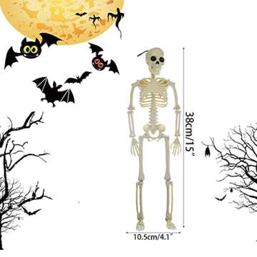 Anditoy 2 Pack 15" Full Body Halloween Skeletons Movable Joints Skeleton Toys for Indoor Outdoor Hal...