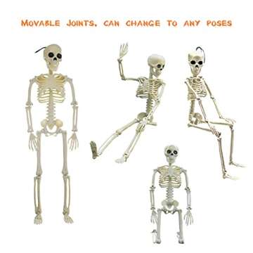 Anditoy 2 Pack 15" Full Body Halloween Skeletons Movable Joints Skeleton Toys for Indoor Outdoor Halloween Decorations Party Supplies Decor