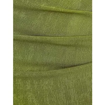 Charfille Women Sexy Semi Sheer Sleeveless Mock Turtleneck Jersey Ruched Thigh Slit Bodycon Maxi Dress for Party Club Night(Green, L)