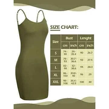 WILLBOND 3 Pieces Basic Cami Women Long Tanks Dress with Strap, Solid Color (Black, Chocolate, Army Green,Large)