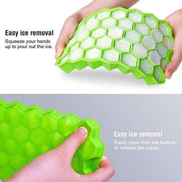 Ice Cube Trays with Lids,2-Pack 74 Ice Cubes Silica Gel Flexible and BPA Free with Removable Lid Ice Cube Trays for Chilled Drinks, Whiskey & Cocktails