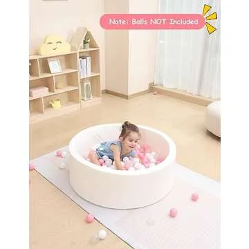 IAGBIBUI Baby Ball Pit for Toddlers, 35.4"x 11.8" Foam Ball Pit for Kids, Soft Round Ball Pool for Baby, Indoor and Outdoor Playpen, Ideal Gift for Children, White, (Balls not Included)