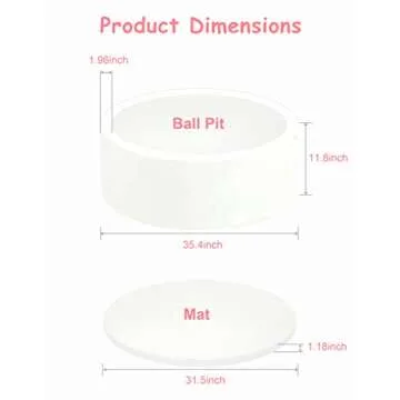 IAGBIBUI Baby Ball Pit for Toddlers, 35.4"x 11.8" Foam Ball Pit for Kids, Soft Round Ball Pool for Baby, Indoor and Outdoor Playpen, Ideal Gift for Children, White, (Balls not Included)