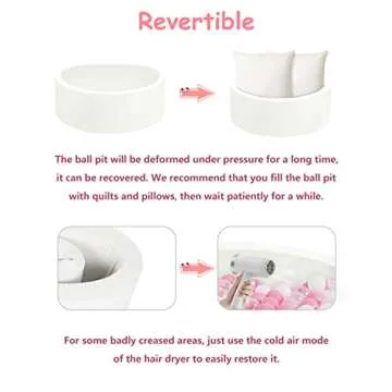 IAGBIBUI Baby Ball Pit for Toddlers, 35.4"x 11.8" Foam Ball Pit for Kids, Soft Round Ball Pool for Baby, Indoor and Outdoor Playpen, Ideal Gift for Children, White, (Balls not Included)