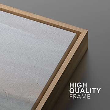 MUDECOR Framed Canvas Print Wall Art Blue Misty Watercolor Pastel Landscape Abstract Shapes Illustrations Minimalism Decorative Bohemian Nordic for Living Room, Bedroom, Office - 24"x36" Natural