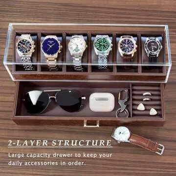 KAMIER Elegant Watch Box for Men - 360° Display Case