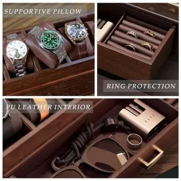 KAMIER Elegant Watch Box for Men - 360° Display Case