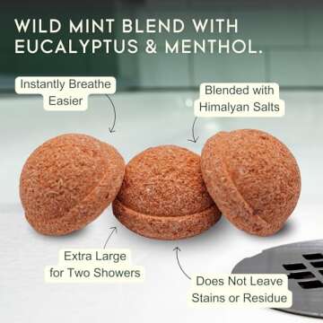 Kalpa Eucalyptus Shower Steamers Aromatherapy Essential Oil Blend for Clarity, Energy & Focus | Added Menthol for Sinus Clearing | Natural, Strong & Long Lasting | 7 Steamers