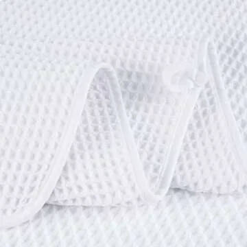 POLYTE Microfiber Quick Dry Lint Free Bath Sheet, 70 x 35 in, Set of 2 (White, Waffle Weave)