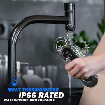 Biison Meat Thermometer Digital, Instant Read Meat Thermometer for Grill and Cooking, IP66 Waterproof Food Thermometer for Kitchen and Outside, BBQ, Turkey, Candy, Liquids, Beef