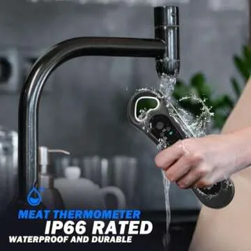 Biison Meat Thermometer Digital, Instant Read Meat Thermometer for Grill and Cooking, IP66 Waterproof Food Thermometer for Kitchen and Outside, BBQ, Turkey, Candy, Liquids, Beef