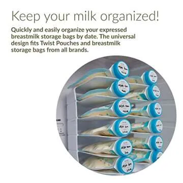 Kiinde Keeper Breast Milk Bags and Baby Food Pouches Organizer, Freezer Storage