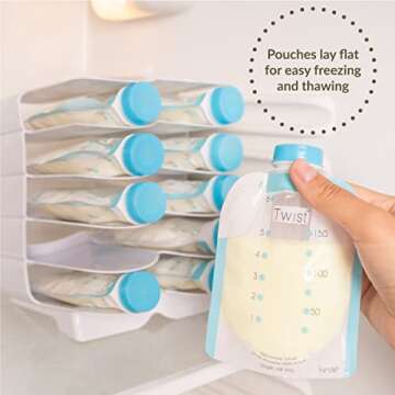 Kiinde Keeper Breast Milk Bags and Baby Food Pouches Organizer, Freezer Storage