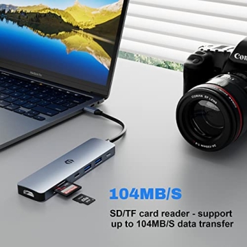 TOTU USB C Hub 7 in 1 Fast Charging 4K HDMI