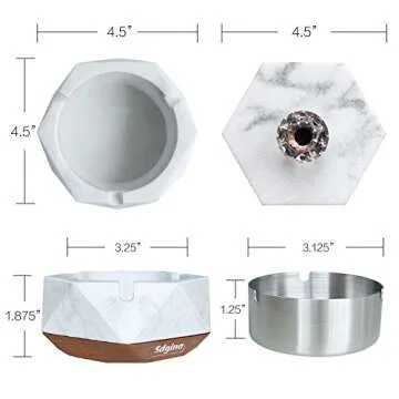 Ashtray with Lid, Decorative Ashtray for Cigarette Smokers with Removable Liner, Easy to Clean, Covered Ash Trays, Home Ashtrays for Smokers Indoor/Outdoor Use