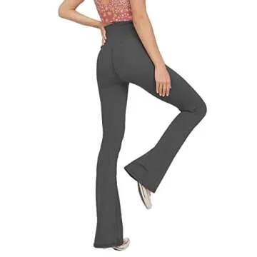 TOPYOGAS Women's Casual Bootleg Yoga Pants V Crossover High Waisted Flare Workout Pants Leggings Dark Grey