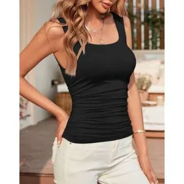 Bliwov Women’s Stylish Sleeveless Ruched Tank Top
