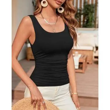 Bliwov Women’s Stylish Sleeveless Ruched Tank Top
