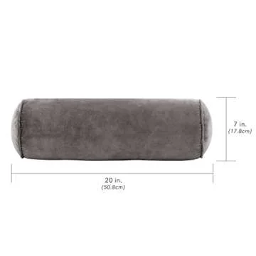 Nate Home by Berkus Decorative Cotton Velvet Bolster Pillow | Soft Luxurious Modern Decor, Cushion for Couch, Chairs, or Bedroom from mDesign - Oblong Size 7' x 20', Charcoal (Dark Gray), (22576MD)