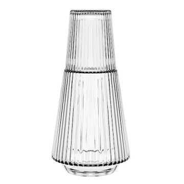 Vintage Glass Water Carafe & Tumbler Set by American Atelier