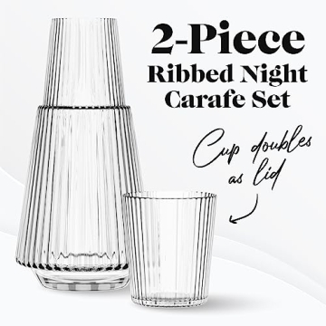 Vintage Glass Water Carafe & Tumbler Set by American Atelier