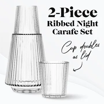 Vintage Glass Water Carafe & Tumbler Set by American Atelier