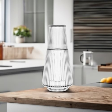 Vintage Glass Water Carafe & Tumbler Set by American Atelier