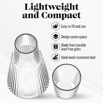 Vintage Glass Water Carafe & Tumbler Set by American Atelier