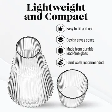 Vintage Glass Water Carafe & Tumbler Set by American Atelier