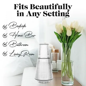 Vintage Glass Water Carafe & Tumbler Set by American Atelier