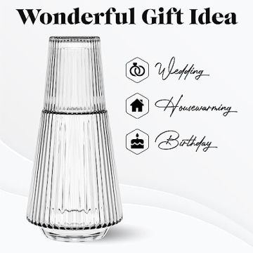 Vintage Glass Water Carafe & Tumbler Set by American Atelier