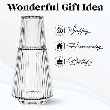 Vintage Glass Water Carafe & Tumbler Set by American Atelier