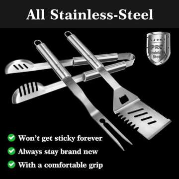 GRILLART Grill Tools Set - 3PCS BBQ Utensils with Insulated Glove, Ideal Gift for Grilling Enthusias...