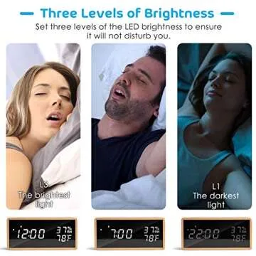 meross Real Wood Digital Alarm Clock with Alarms and LED Display