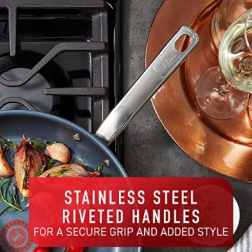 T-fal Platinum Stainless Steel Fry Pan 12 Inch Induction Oven Safe up to 500F Cookware, Pots and Pans, Dishwasher Safe Silver