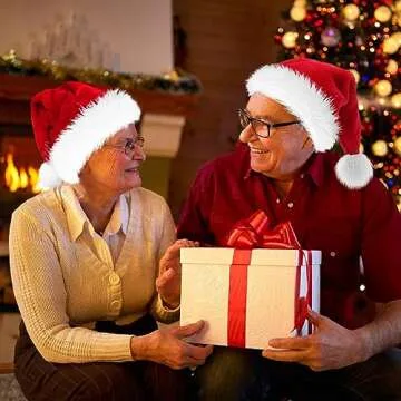 BSVI Christmas Hat, Santa Hat Holiday for Adults Unisex Velvet Comfort Extra Thicken Fur Xmas Hat for New Year Festive Party